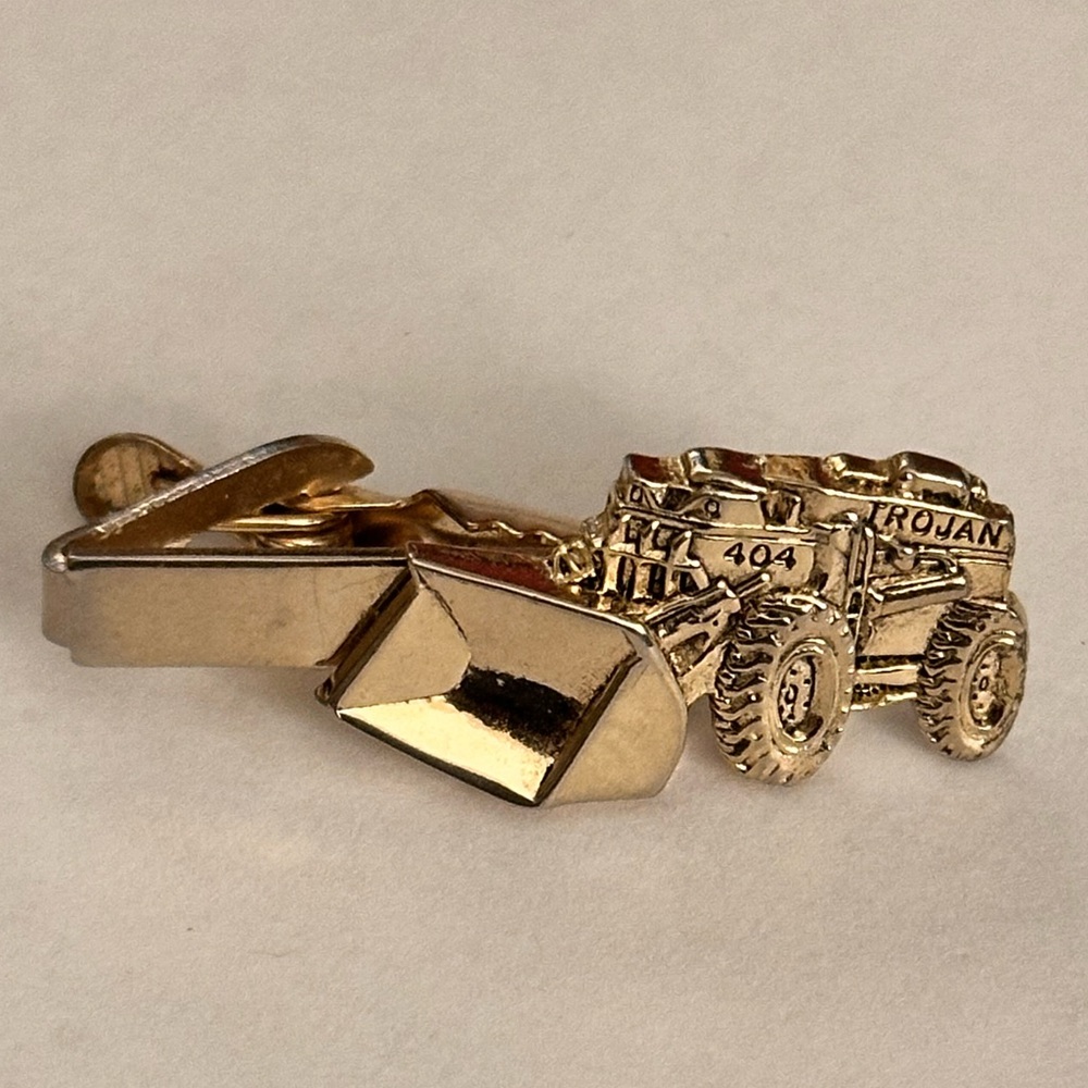 Vintage Gold Tone Bulldozer Tie Clip